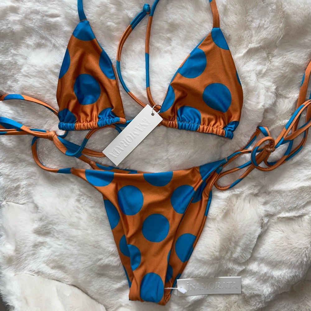 Inamorata Woman Orange & Blue Large Dot Bikini (Emrata brand)